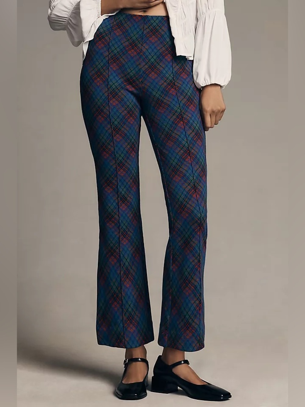 Maeve The Margot Kick-Flare Cropped Pants by Plaid Edition sz small PETITE